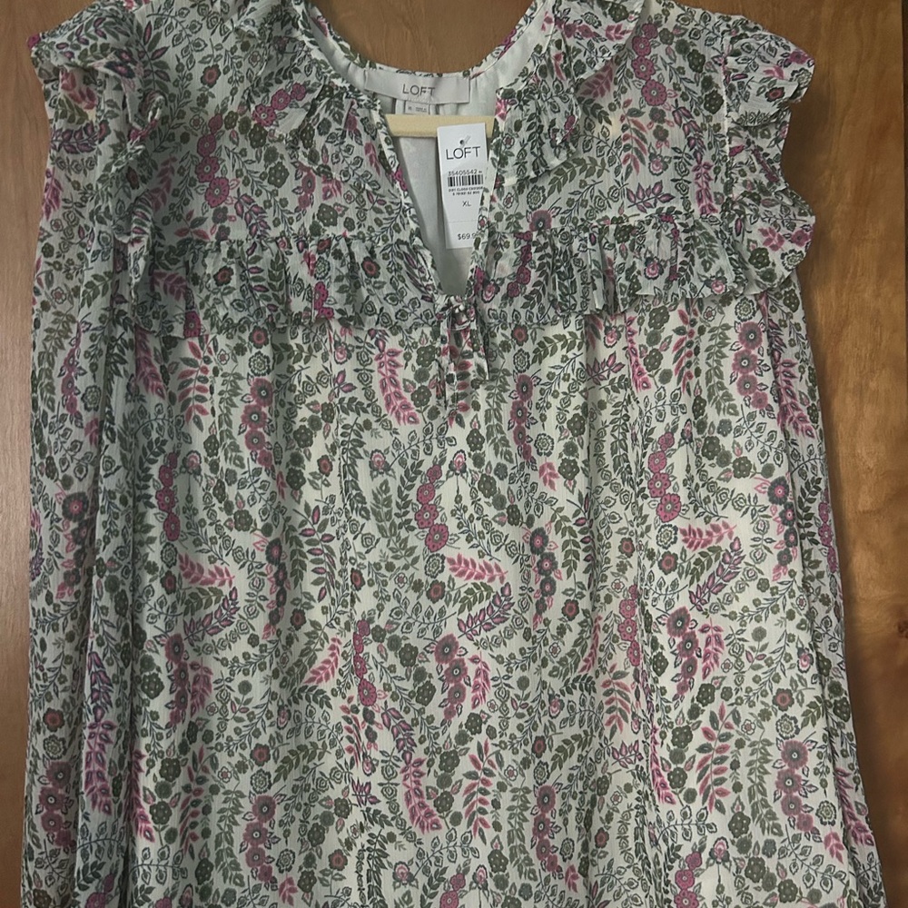 LOFT Ruffled Bib Collar Blouse
